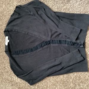 Women’s V-neck black sweater.